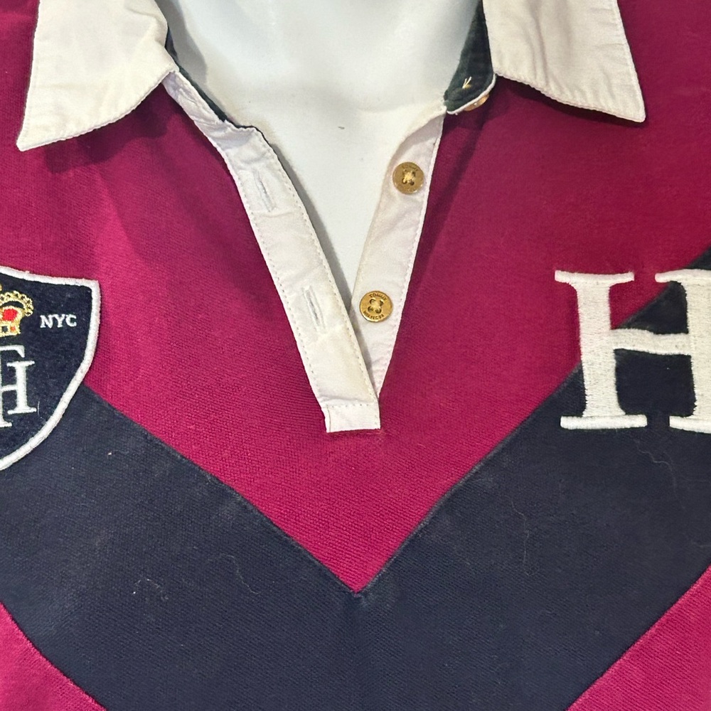 Tommy Hilfiger Burgundy Polo with Black and White Details - Picture 3 of 6
